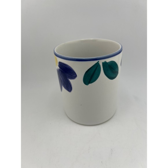 International Tablework Blue Napoli Stoneware Cup 153‎ Blue Yellow Flower - Picture 2 of 7